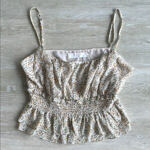 ASTR The Label, floral, elasticized crop top with adjustable straps.  Large